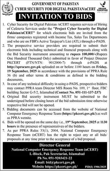 Cyber Security for Digital Pakistan Islamabad Tender Notice